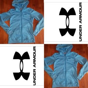 Women's UA Under Armour Hooded Zip Coat Jacket Sz Small Turquoise Blue